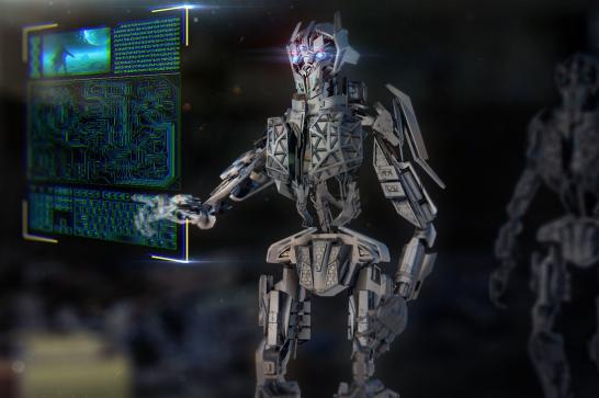 Robot interagissant avec un écran tactile