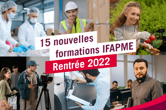 Visuel présentant les 15 nouvelles formations qui seront organisées par l'IFAPME dès la rentrée de septembre 2022