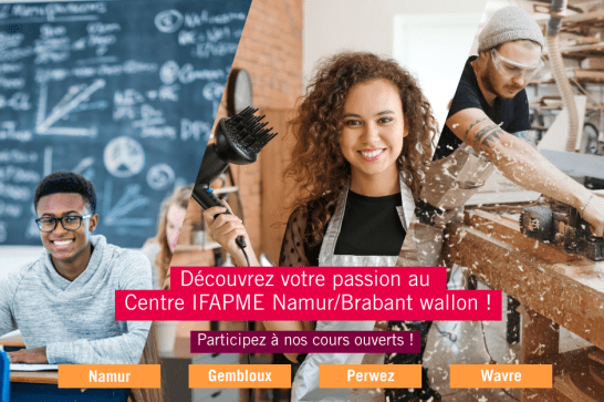 Visuels de présentations des cours ouverts dans les Centres de l'ASBL Centre IFAPME Namur/Brabant wallon