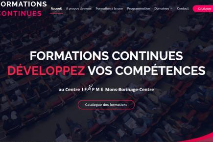 Capture du nouveau site web Formation Continue du Centre IFAPME Mons Borinage Centre