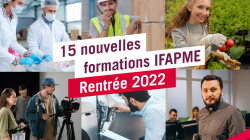 Visuel présentant les 15 nouvelles formations qui seront organisées par l'IFAPME dès la rentrée de septembre 2022